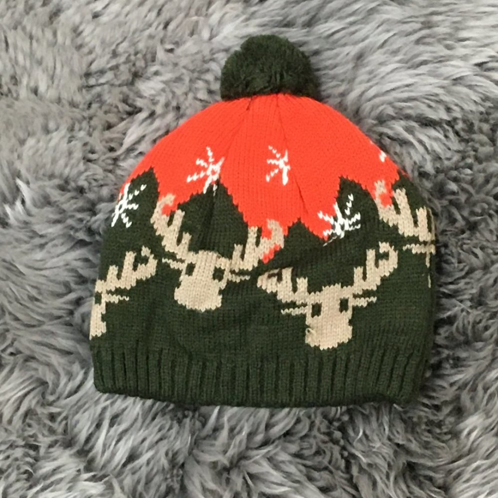 Unbranded | Boy's Winter Hat | Orange & Green | Size Toddler